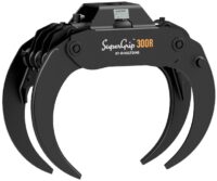 Grappin bois énergie 4 becs HULTDINS SuperGrip Grappin bois énergie HULTDINS SuperGrip I 300R sur chantier forestier